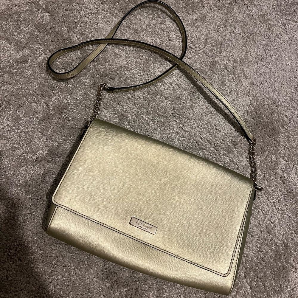 Kate Spade Gold Crossbody Bag with Structured Design